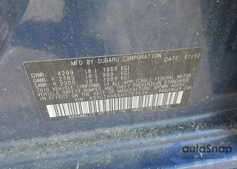 2017 Subaru Impreza 2.0I из США, поврежденный, VIN 4S3GTAA66H3751578